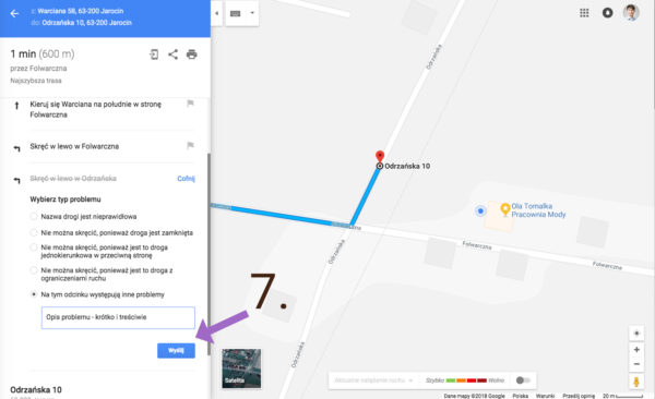 Jak zglosic blad nawigacji w Mapach Google Bledne wskazowki dojazdu 7 600x366